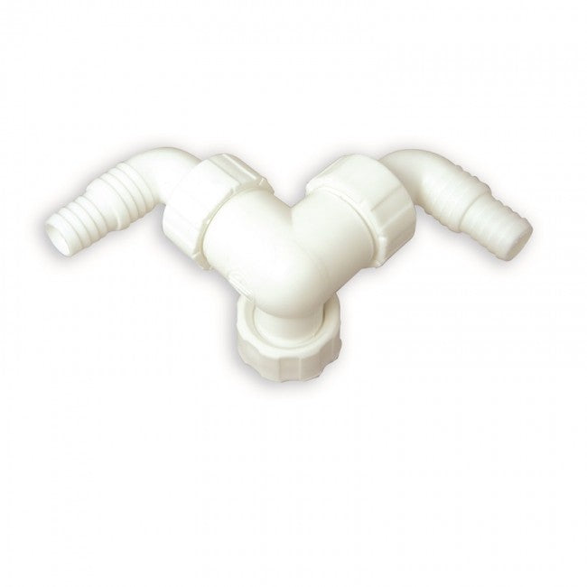 Double drain connection for washing machine and dishwasher with 1'' swivel fitting