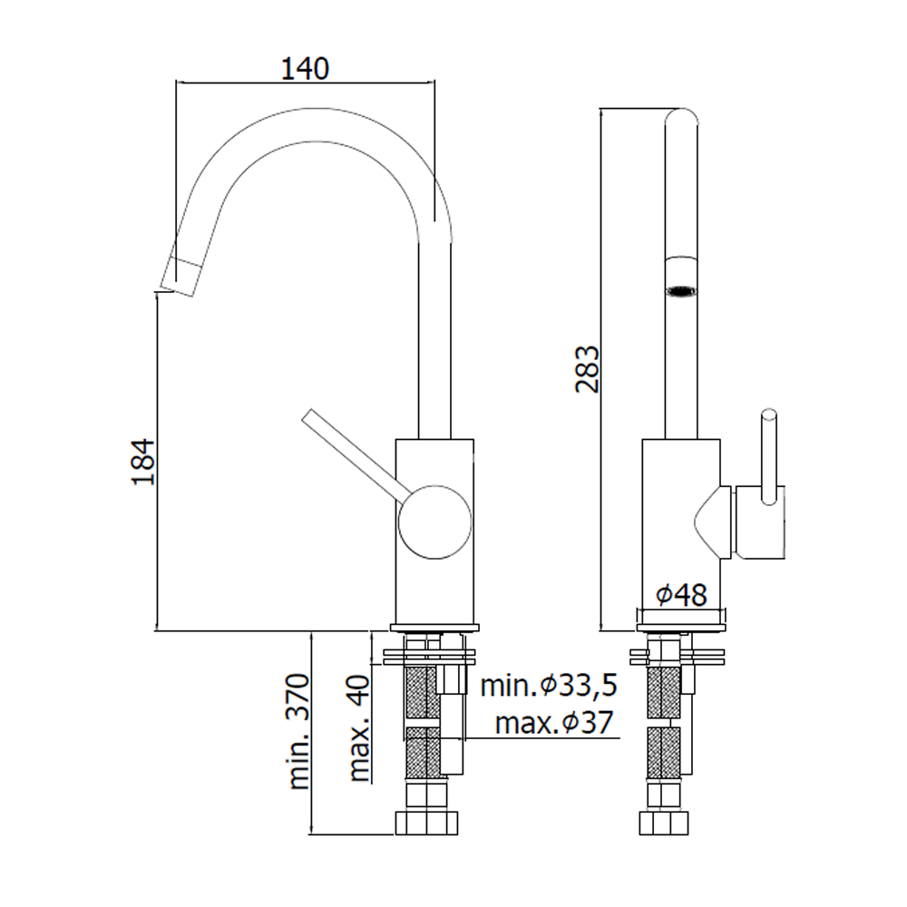 Mitigeur de lavabo LIG 078 CR LIGHT PAFFONI avec bec pivotant et sans bonde