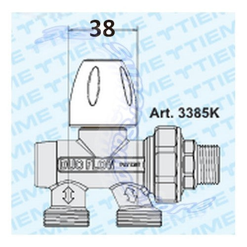 Vanne monotube TIEMME 1/2'' avec adaptateurs multicouches 16x2 mm