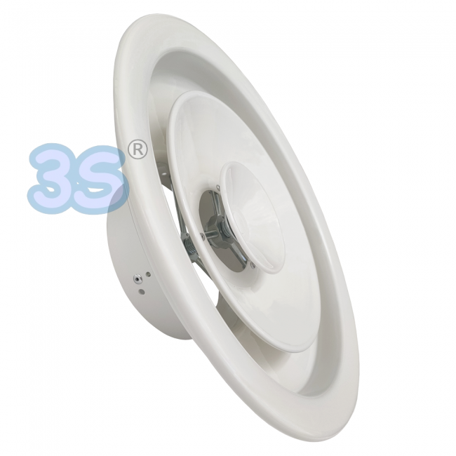 Diffuseur circulaire à cônes réglables, anémomètre, Ø 160 mm, en aluminium blanc