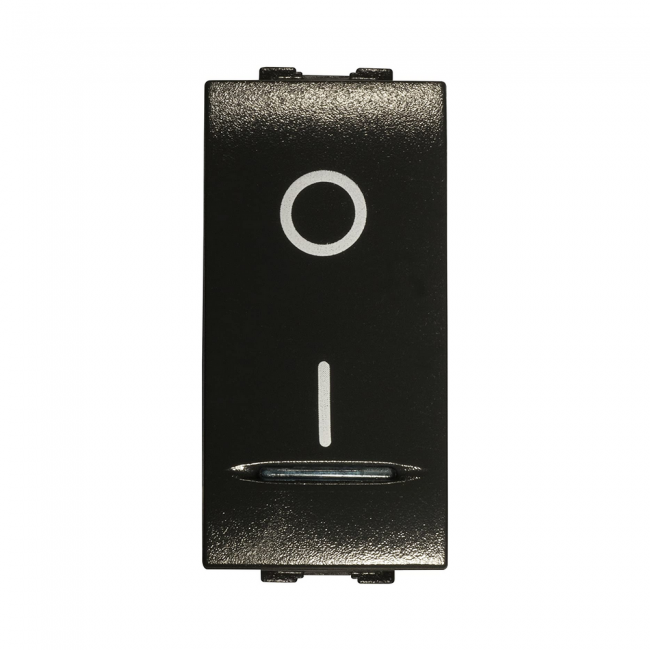 Interrupteur bipolaire noir lumineux 16 A compatible avec Living International / Light - Feb Elettrica