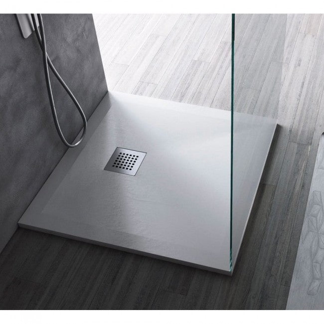 Receveur de douche 70x120 en résine et gelcoat effet pierre - Couleur Blanc