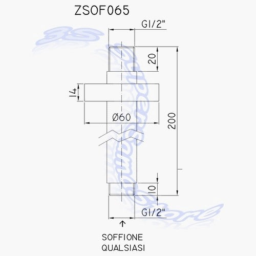 Bras de douche vertical de plafond Paffoni ZSOF065CR 20 cm