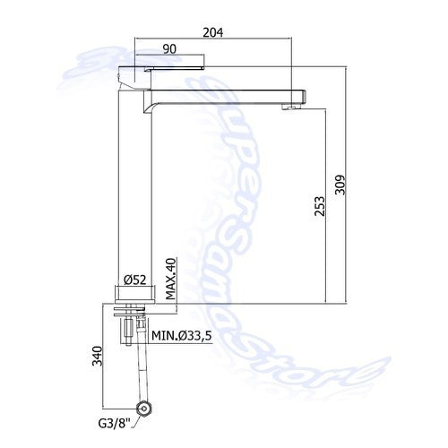 Mitigeur de lavabo allongé RIN081 CR RINGO PAFFONI sans bonde