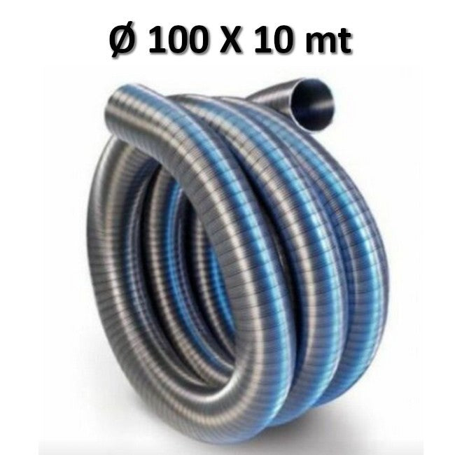 Tuyau flexible en acier Ø 100 mm, longueur 10 m - conduit de fumée à paroi intérieure lisse