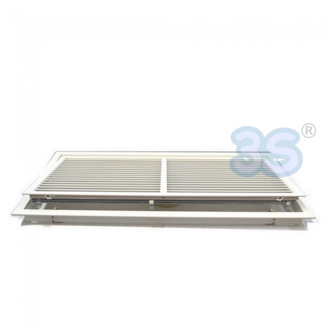 Grille d'admission d'air en aluminium blanc 800 x 400 mm avec filtre inclus - Ouverture par pression