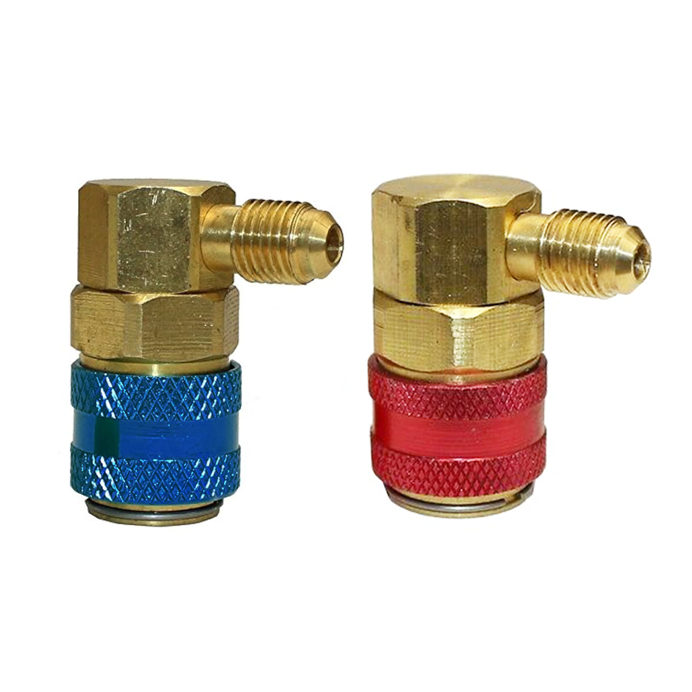 Paire de raccords rapides à 90° basse et haute pression 1/4 SAE - Gaz R134A