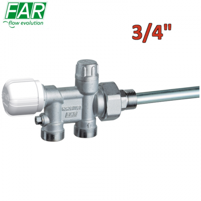 1438 - Vanne thermostatique monotube 3/4'' avec raccord en cuivre ou multicouche - FAR