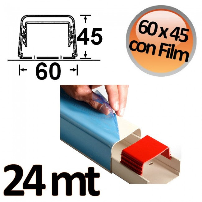 Gaine de 60 x 45 mm à couverture intégrale avec film protecteur - 24 m