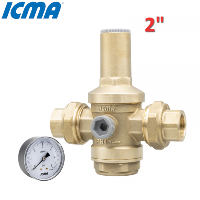 Réducteur de pression d'eau ICMA 2'' F-F manomètre inclus