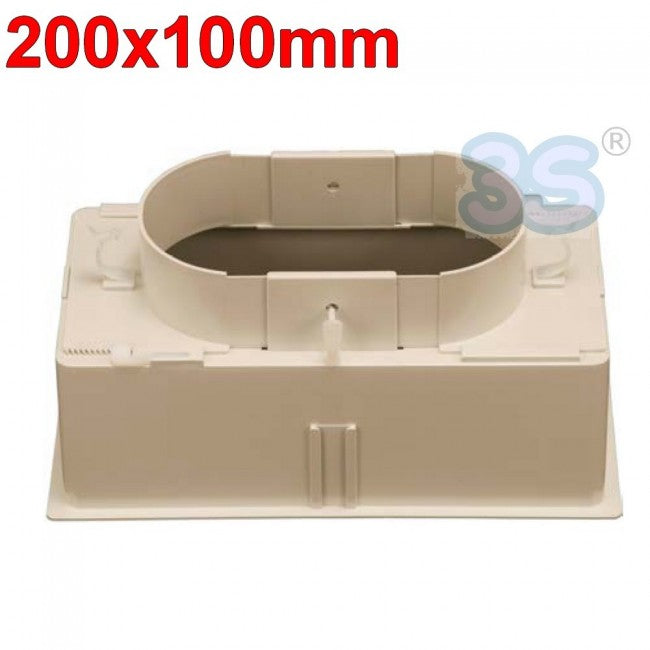Plénum 200x100 mm en ABS avec raccord Ø125 et amortisseur