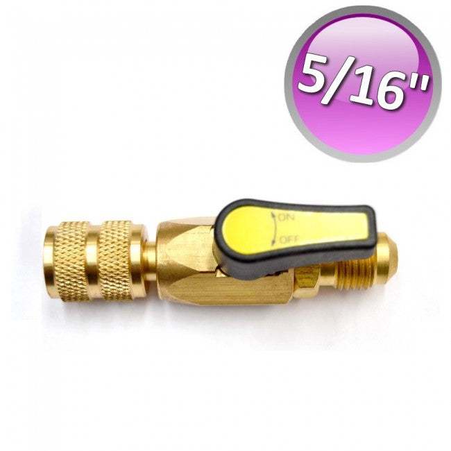 Vanne à bille pour gaz réfrigérant, volant SAE 5/16'' jaune