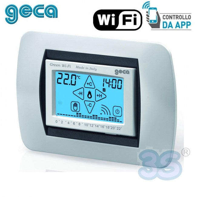 Chronothermostat intégré blanc, Wi-Fi, ADSL, écran tactile, GecApp Crono vert