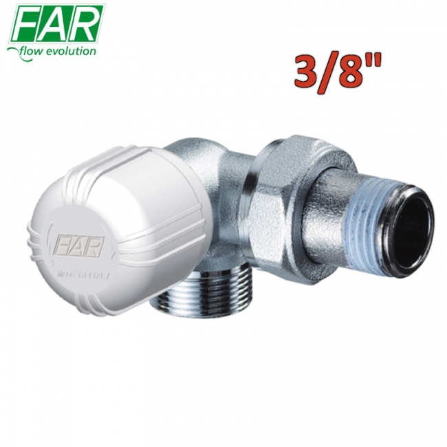 1617 - Vanne thermostatique à double angle 3/8'' avec angle droit, commande verticale, raccordement cuivre - FAR