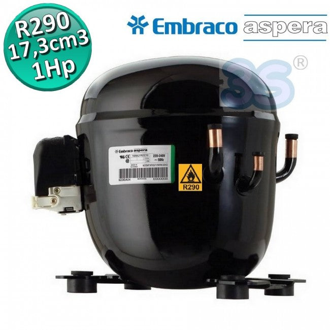 R290 LBP 1 Hp 17.39 cm3 Embraco Aspera NT2160U Gas Compressor