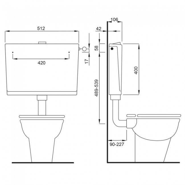 Réservoir de toilette extérieur avec bouton MARCHE/ARRÊT - Modèle SLIM SCHWAB