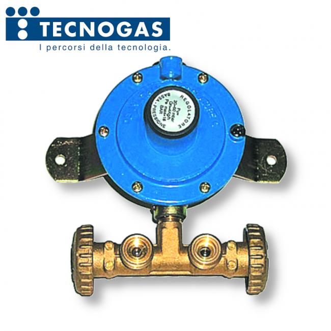 Mini LPG manifold for 2 cylinders with pressure regulator, 10 kg capacity - 1/2'' F outlet