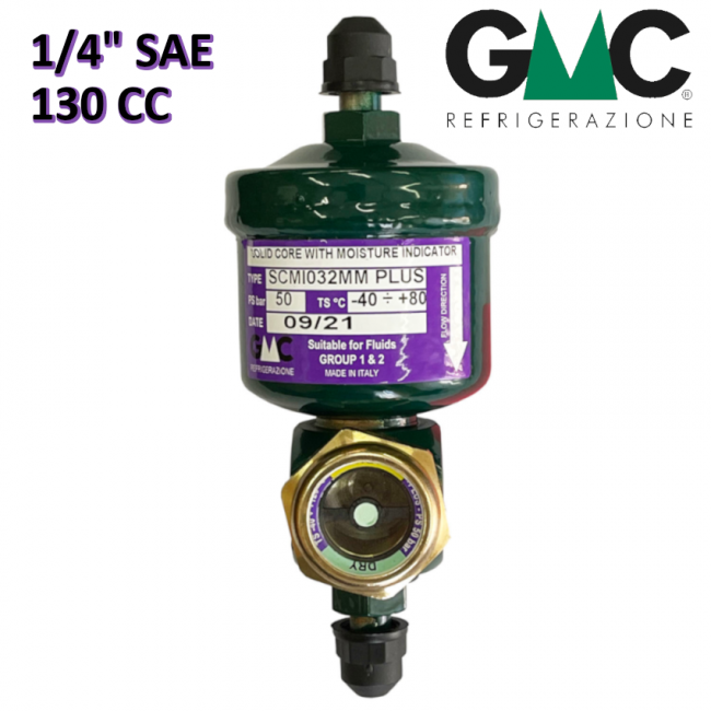 SCMI082MM - GMC 1/4'' x 1/4'' MOLECULAR SIEVE DRYER FILTER 130 cm³ WITH LIQUID AND MOISTURE INDICATOR