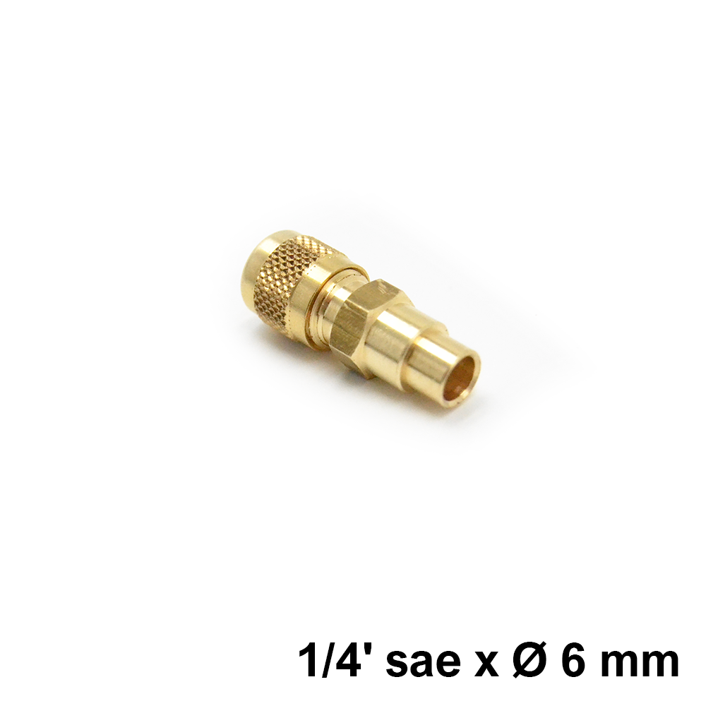 Brass Straight Connector 1/4'' SAE x Ø 6 mm ODS with Needle Valve and Cap