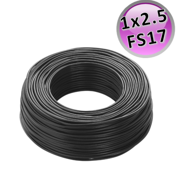 Câble électrique monoconducteur FS17 - 1 x 2,5 mm² Noir - Rouleau de 100 m