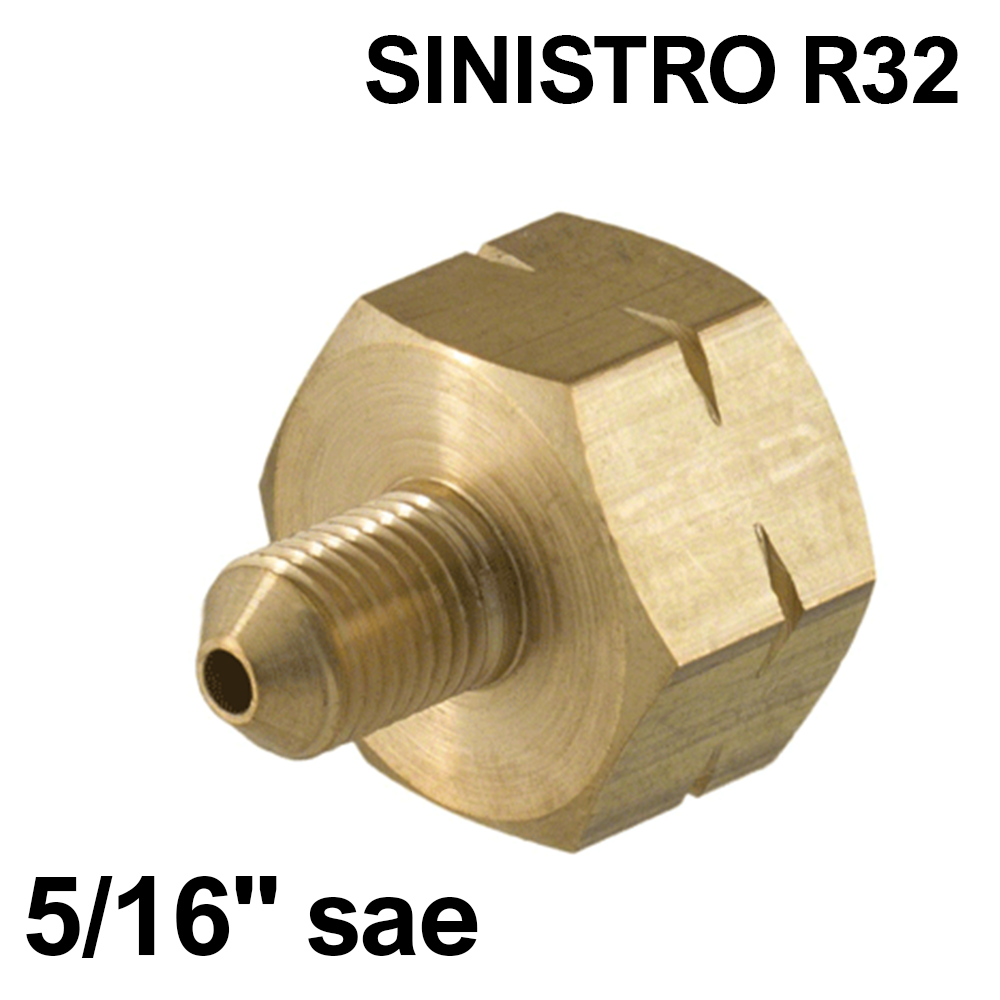 Reducer adapter for R32 refrigerant gas cylinder - left-hand thread 5/16'' SAE outlet