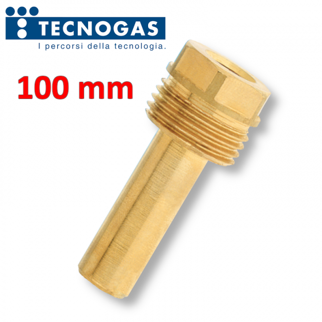 Puits pour thermomètre, raccord M 1/2'' - longueur 100 mm - INAIL BRASS