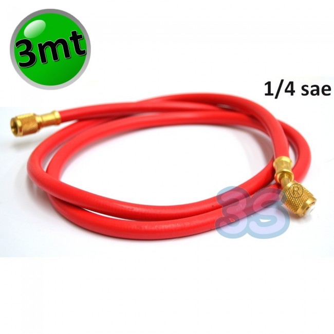 Tuyau de gaz réfrigérant - 1/4 SAE 300 cm - Couleur rouge
