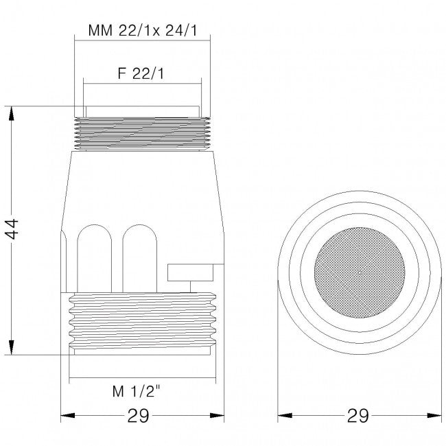 Aérateurs QUICK 1/2'' avec réduction en laiton chromé 22 x 24 mm 3PCS.