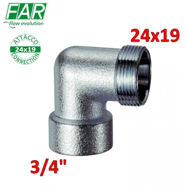 5310 - Coude femelle 3/4'' chromé mat x mâle 24x19 - FAR