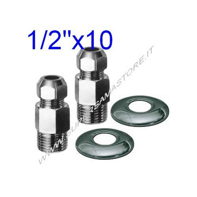 Paire de raccords chromés sous évier 1/2'' x Ø 10 mm