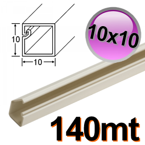 Mini-conduit 10 x 10 mm pour câbles électriques rigides en PVC auto-extinguibles - boîte de 140 m