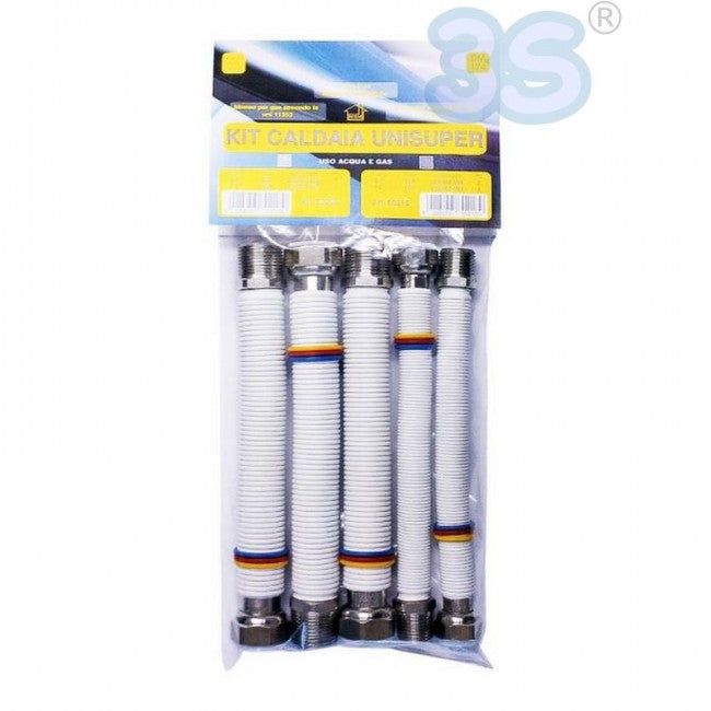 MBM - Kit de raccordement pour chaudière - 5 tuyaux flexibles en acier 2 x 1/2'' + 3 x 3/4''