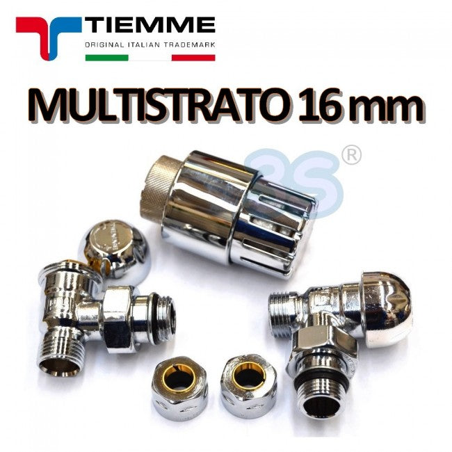 Robinet thermostatique TIEMME chromé avec adaptateurs pour tuyaux multicouches 16x2 mm