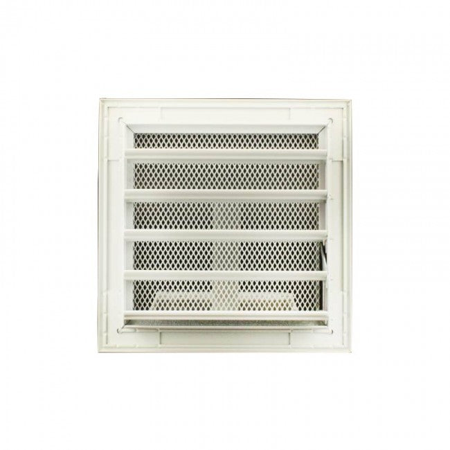 18x18cm WHITE ventilation grille with MESH and adjustable damper for fireplace