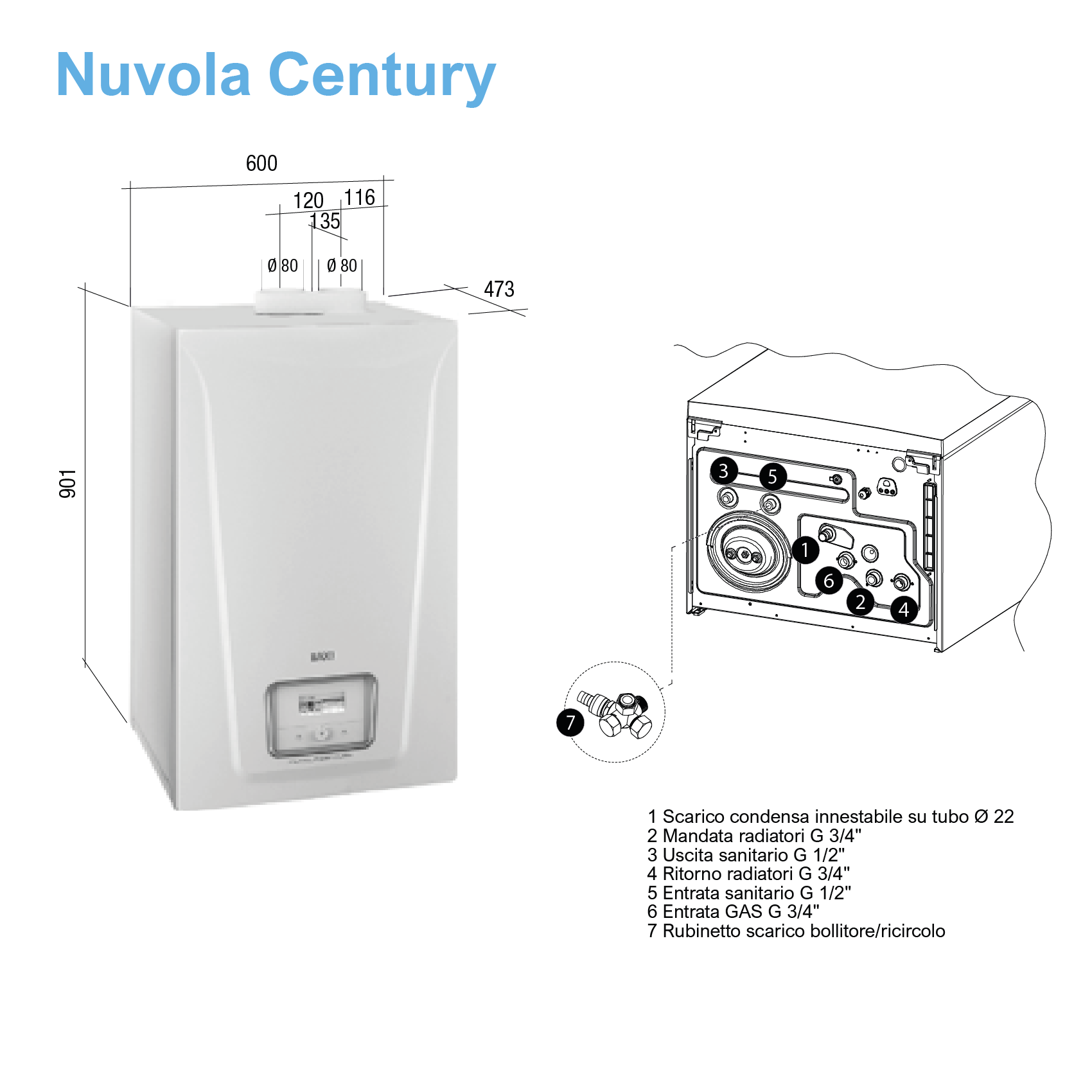 Chaudière à condensation murale BAXI NUVOLA CENTURY 35 IT 35 kW