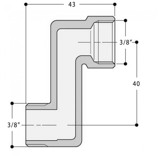 Raccord de radiateur excentrique en laiton nickelé, raccords MF 3/8", déport de 40 mm