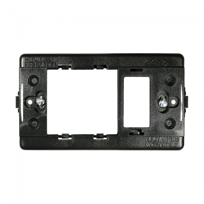 Support en polycarbonate noir Unel+ 1 place compatible avec Bticino Magic - Feb Elettrica