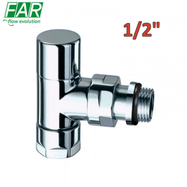 0128 - TOPFAR Robinet d'arrêt coudé chromé 1/2'' avec raccord en cuivre ou multicouche - FAR