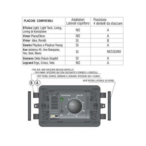 C48C - Thermostat d'ambiance rotatif encastré argenté - Fantini e Cosmi