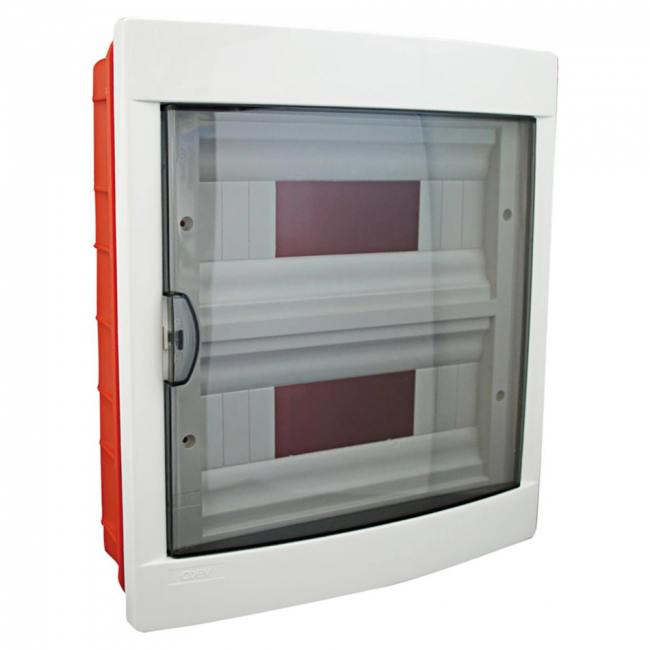 Tableau électrique encastré Sartel 24 modules, blanc, porte fumée, indice de protection IP40