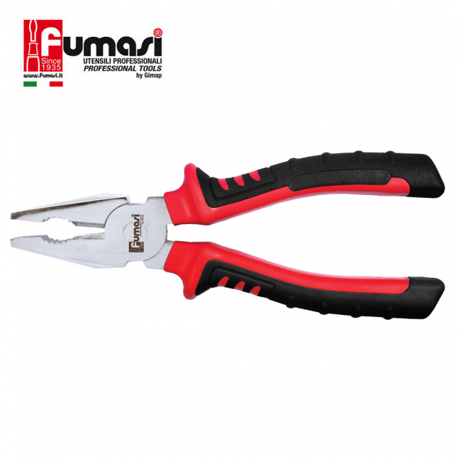 Pince professionnelle, de 200 mm de long, en acier chromé avec une poignée ergonomique et antidérapante.