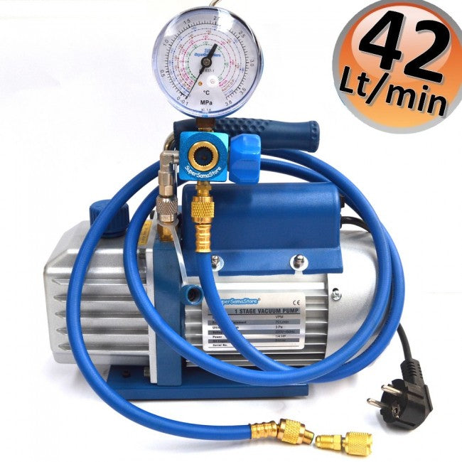 Kit de charge et de mise sous vide - Pompe 42 l/min - Manomètre R32 R410A R407C R134A - Tuyau