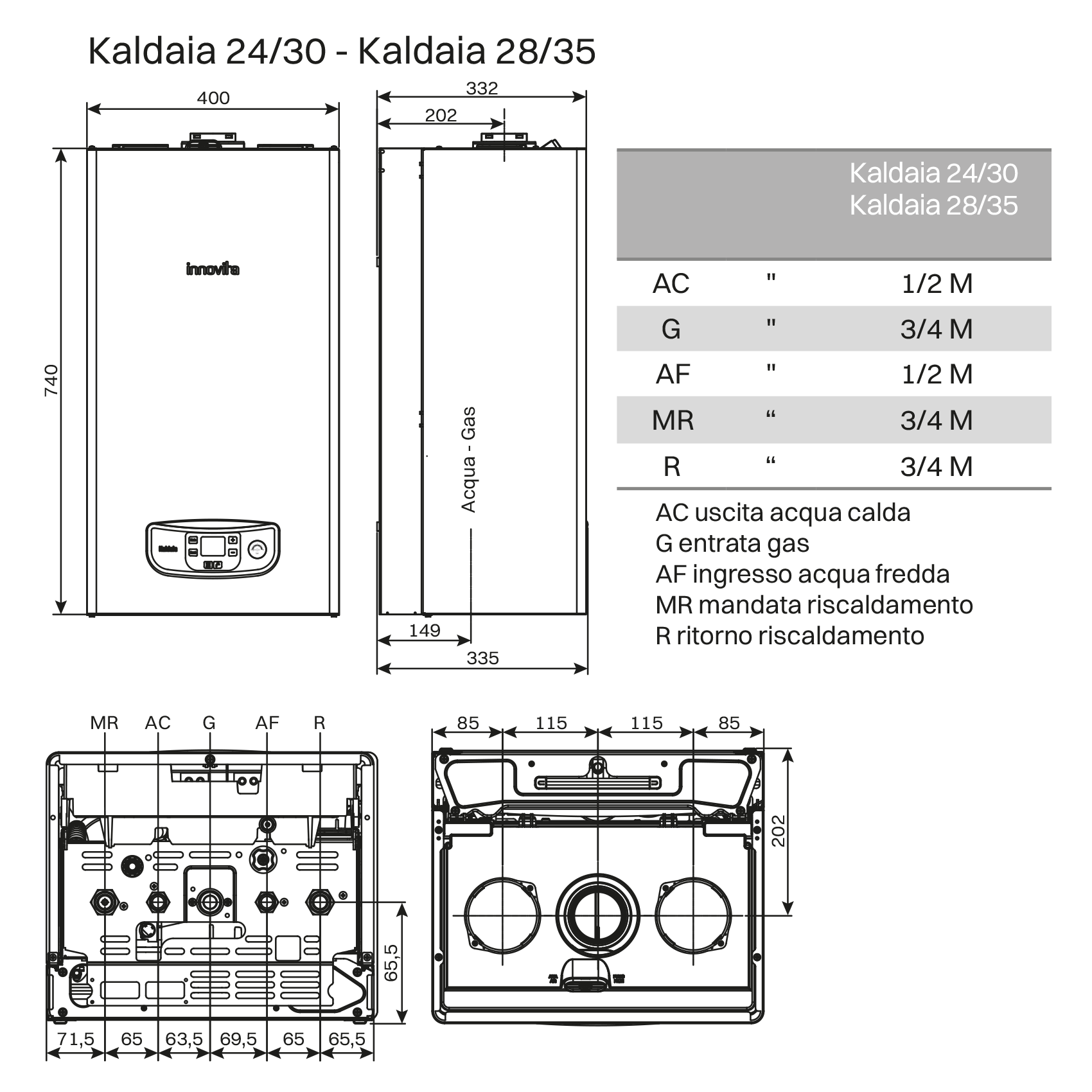 INNOVITA KALDAIA 28/35 MTN - Condensing boiler 28kW for heating and 35kW on domestic methane