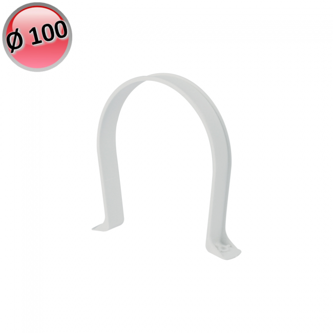 Collier circulaire blanc pour tuyau en plastique de Ø 100 mm pour hotte de cuisine VMC