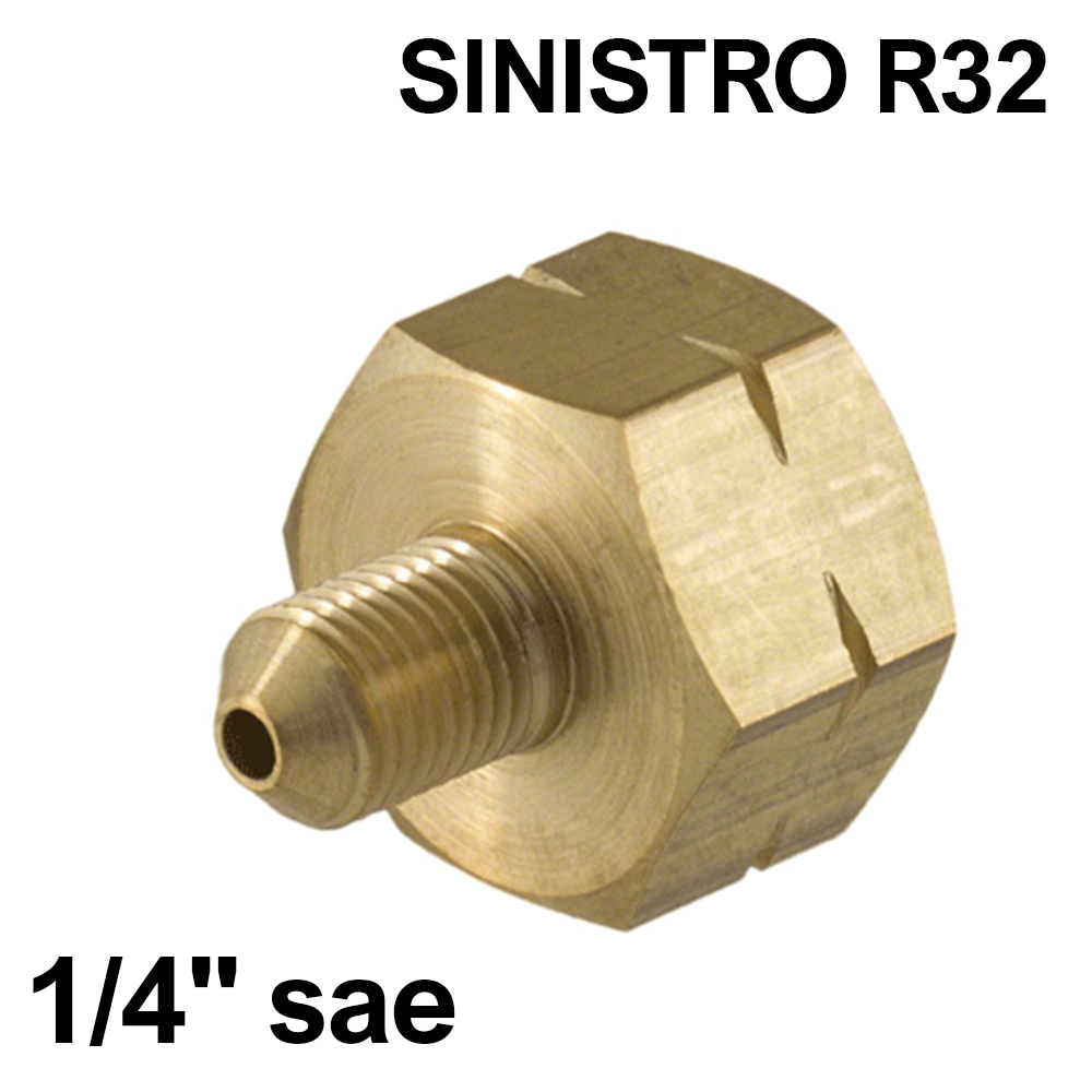 Reducing adapter for R32 refrigerant gas cylinder - 1/4 left-hand outlet - W 20-1/14 thread