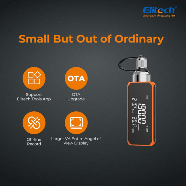 Elitech - Mini manomètre à vide numérique sans fil 1 à 19 000 microns