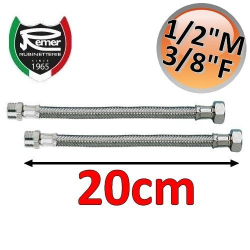 FLEXITALY Water Hose Pair 20cm - 1/2 male 3/8 female