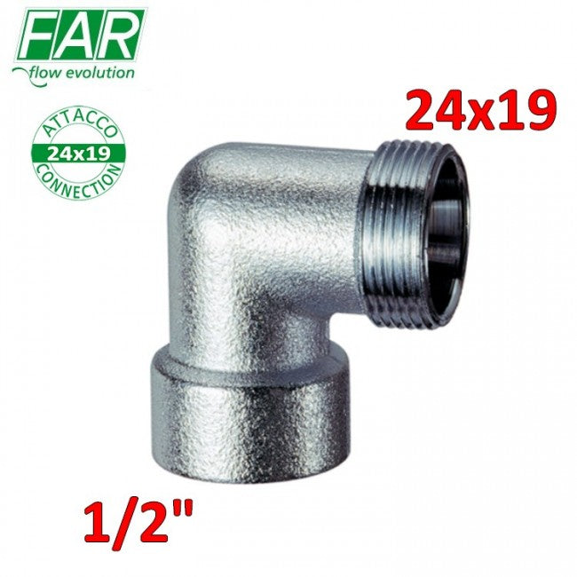 5310 - Coude chromé mat femelle 1/2'' x mâle 24x19 - FAR