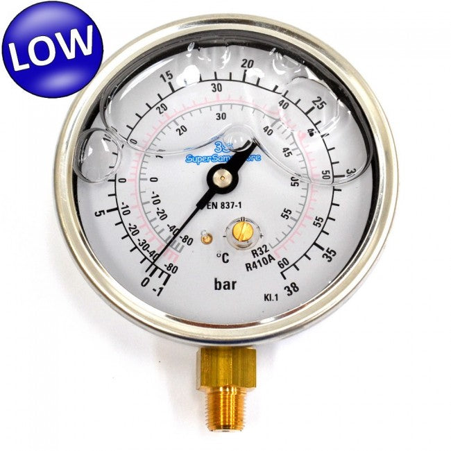 Manomètre basse pression pour balances à gaz R32 et R410A, rempli de glycérine