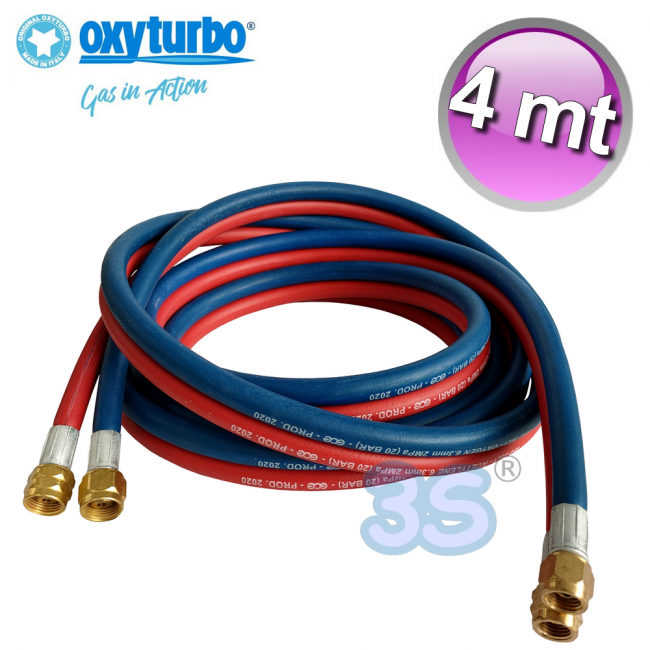 4m Rubber Twin Hose with 1/4 - 3/8 Fitting